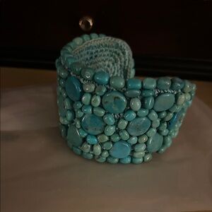 Turquoise Beaded Cuff Bracelet